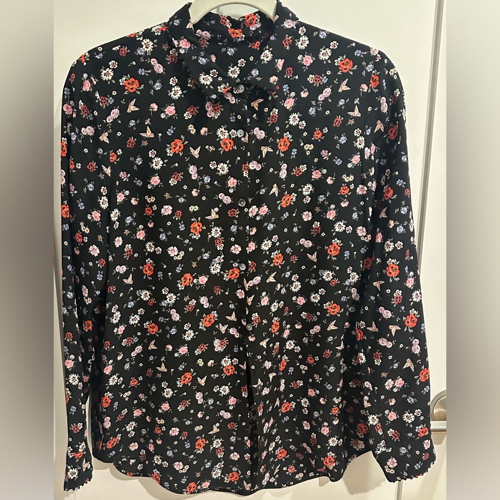 The Kooples Black Floral Blouse